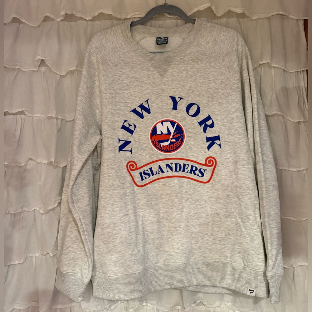 Fanatics Gray New York Islanders Crew Neck Sweater